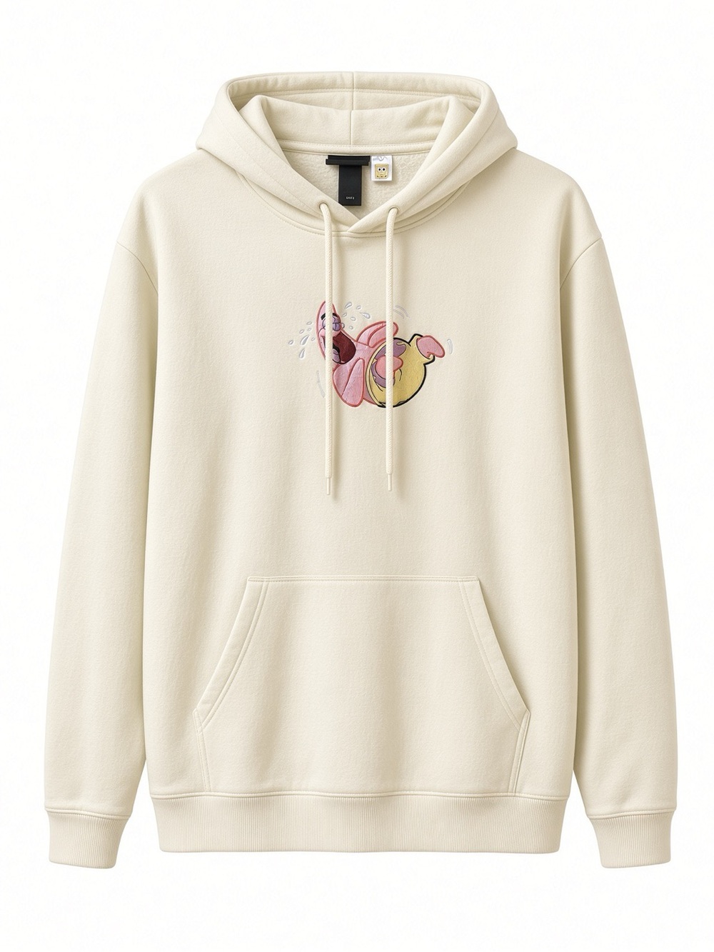 Rare H&M SpongeBob Patrick Star Embroidered Hoodie Lime Pastel Yellow Size L